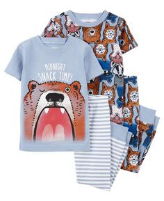 Пижама из 100% плотно прилегающего хлопка Bear для мальчиков для малышей, комплект из 4 предметов Carter&apos;s Carters