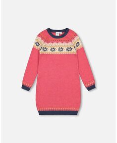 Исландское вязаное платье для девочки розовое - для малышей|ребенок Deux par Deux