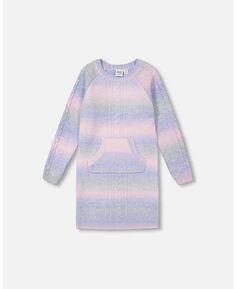 Вязаное платье-свитер с градиентом для девочек, сиреневый - для малышей|детей Deux par Deux