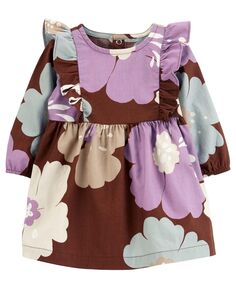 Саржевое платье с цветочным принтом для маленьких девочек и чехол для подгузника Carter&apos;s Carters