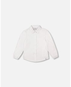 Струящаяся рубашка с длинными рукавами для девочек, белая — для малышей|Детей Deux par Deux