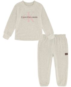 Пуловер и джоггеры Little Girls Marled Hacci, комплект из 2 предметов Calvin Klein