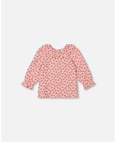 Муслиновая блузка для девочек с рюшами на воротнике с принтом «Пинки-тюльпан» — для детей Deux par Deux