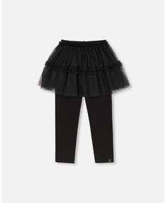 Супермягкие леггинсы для девочек с тюлевой юбкой, черные – для малышей|Детей Deux par Deux
