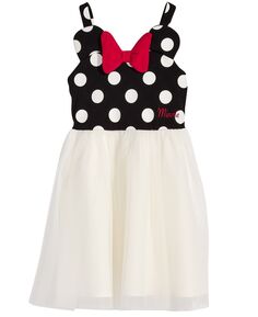 Платье с 3D бантом и точечным принтом Минни Маус, для маленьких девочек Disney
