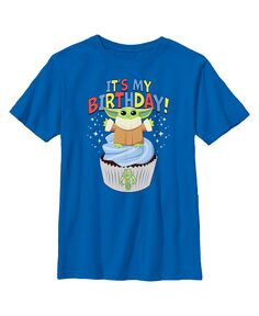 Детская футболка «Звездные войны: Мандалорец» для мальчиков «Это мой день рождения» с кексом Grogu Disney Lucasfilm