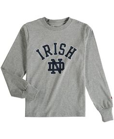 Серая футболка с длинными рукавами и логотипом Big Boys Notre Dame Fighting Irish Arch Champion