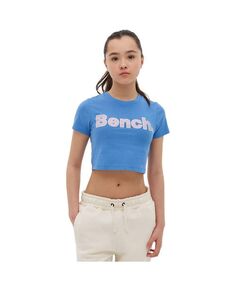 Укороченная футболка Kay для девочек из денима синего цвета Bench