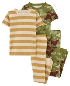 Пижамы из 100% плотного хлопка в камуфляжную полоску для маленьких мальчиков, комплект из 4 предметов Carter&apos;s Carters