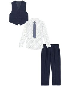 Жилет, брюки, классическая рубашка и галстук Little Boys Odyssey, набор из 4 предметов Calvin Klein