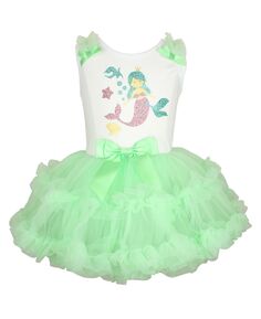 Платье «русалка» для маленьких девочек, платье с рюшами и юбкой-пачкой с изображением морских существ Popatu
