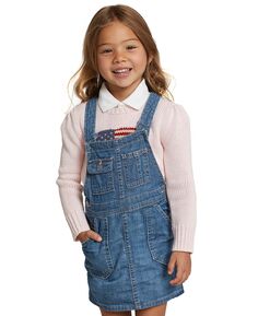 Хлопковый джинсовый комбинезон для маленьких девочек и маленьких девочек Polo Ralph Lauren