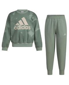 Пуловер и джоггеры с круглым вырезом с длинными рукавами и принтом для мальчиков для малышей, комплект из 2 предметов adidas