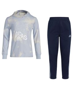 Футболка и брюки с принтом и длинными рукавами с капюшоном для мальчиков (комплект из 2 предметов) adidas