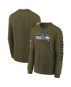 Оливковая футболка Big Boys Seattle Seahawks 2022 с логотипом команды Salute To Service Team с длинными рукавами Nike