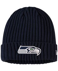 Классическая вязаная шапка с манжетами темно-синего цвета с логотипом Seattle Seahawks для малышей и девочек-подростков New Era