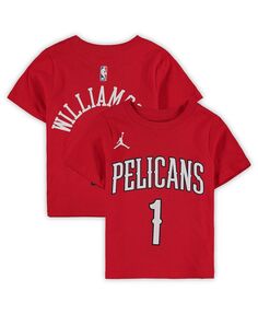 Красная футболка бренда Zion Williamson New Orleans Pelicans Statement Edition для мальчиков и девочек с именем и номером Jordan