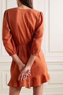 HONORINE платье мини Alessandra из хлопка и газа с запахом, апельсин