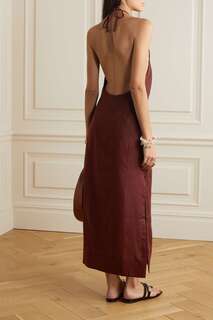 HAIGHT + NET SUSTAIN Льняное платье миди с открытой спиной Antonia, коричневый