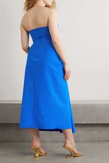 MARA HOFFMAN + NET SUSTAIN Платье миди без бретелек Samara из органического хлопка с вырезом из ткани сирсакер, синий