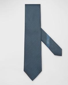 Мужской шелковый жаккардовый галстук с микрогеометрическим рисунком ZEGNA