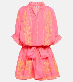 Хлопковое мини-платье с вышивкой JULIET DUNN, розовый
