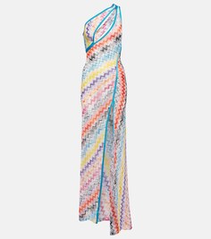 Платье макси на одно плечо с зигзагом Missoni, разноцветный