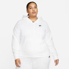 Женская флисовая худи с молнией во всю длину Nike Sportswear Club (большие размеры), белый