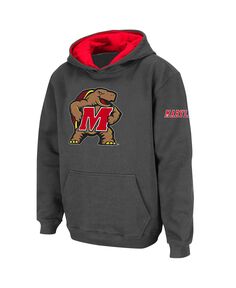 Темно-серый пуловер с капюшоном и большим логотипом Big Boys Maryland Terrapins Stadium Athletic