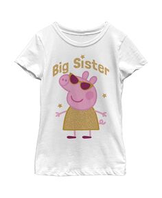 Детская футболка «Свинка Пеппа, старшая сестра, звезды и объятия» для девочек Hasbro