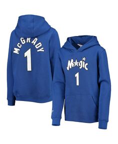 Пуловер с капюшоном Tracy Mcgrady Blue Orlando Magic Hardwood Classics для мальчиков и девочек с именем и номером Mitchell &amp; Ness
