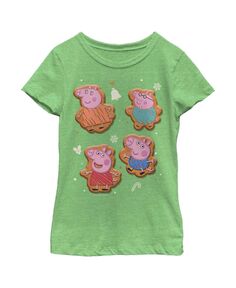 Семейная детская футболка с рождественским пряничным печеньем «Свинка Пеппа» для девочек Hasbro