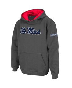 Темно-серый пуловер с капюшоном и большим логотипом Big Boys Ole Miss Rebels Stadium Athletic