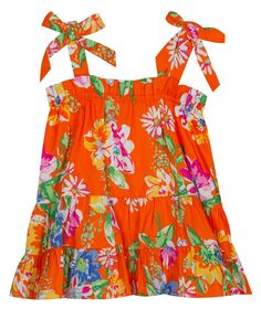 Многоярусное платье с цветочным принтом и завязками-бабочками для маленьких девочек с рюшами Rare Editions