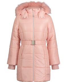 Однотонная блестящая куртка с капюшоном для маленьких девочек Calvin Klein