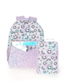 Рюкзак со смайликом для маленьких и больших девочек с набором канцелярских принадлежностей InMocean