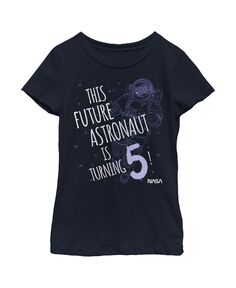 Детская футболка с контурным эскизом «Это будущее космонавта» для девочки исполняется 5 лет NASA