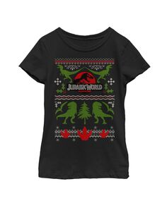 Детская футболка с принтом «Мир Юрского периода Ugly Christmas» для девочек NBC Universal