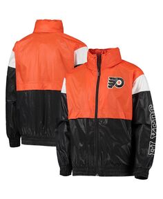 Ветровка с капюшоном и молнией во всю длину Big Boys Оранжево-черная куртка Philadelphia Flyers Goal Line Outerstuff