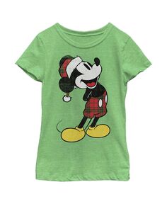 Детская футболка в рождественскую клетку с рваным портретом «Микки и друзья» для девочек Disney