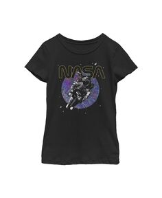 Детская футболка с изображением космонавта и космическим водоворотом для девочек NASA
