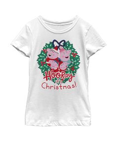 Детская футболка «Свинка Пеппа» для девочек «Ура, это рождественский венок» Hasbro