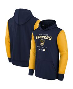 Пуловер с капюшоном Big Boys темно-синего и золотого цвета Milwaukee Brewers Authentic Collection Performance Nike