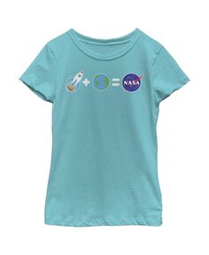 Детская футболка Emoji Shuttle для девочек, Земля, Космическое уравнение NASA