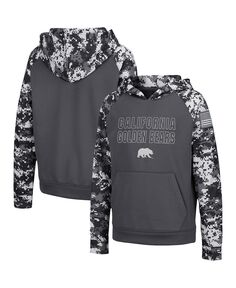 Толстовка с капюшоном и принтом в стиле милитари Big Boys Charcoal Cal Bears OHT с цифровым камуфляжем и пуловером реглан Colosseum