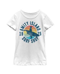 Детская футболка Girl&apos;s Jaws Retro Amity Island Surf Shop NBC Universal