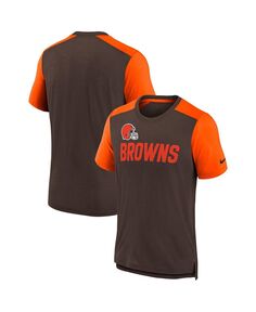 Футболка с названием команды Big Boys Heathered Brown, Heathered Orange Cleveland Browns с цветными блоками Nike