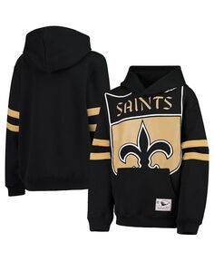Черный пуловер с капюшоном Big Boys New Orleans Saints Big Face Mitchell &amp; Ness