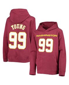 Флисовый пуловер с капюшоном Big Boys Chase Young бордового цвета для футбольной команды Вашингтона с именем и номером игрока Outerstuff