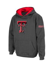 Темно-серый пуловер с капюшоном с большим логотипом Big Boys Texas Tech Red Raiders Stadium Athletic